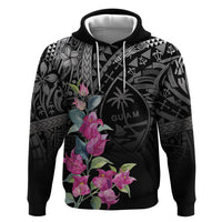 Guahan Puti Tai Nobiu Zip Hoodie Guam Bougainvillea Flower Art LT9 Pullover Hoodie Black - Polynesian Pride