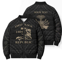 Personalized Haiti First Black Republic Bomber Puffer Jacket Negre Marron With Map And Flag - Polynesian Pride