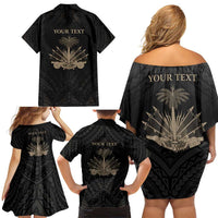 Personalized Haiti First Black Republic Family Matching Off Shoulder Short Dress and Hawaiian Shirt Negre Marron With Map And Flag LT9 - Polynesian Pride