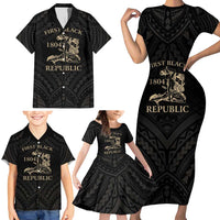 Personalized Haiti First Black Republic Family Matching Short Sleeve Bodycon Dress and Hawaiian Shirt Negre Marron With Map And Flag LT9 - Polynesian Pride