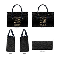 Personalized Haiti First Black Republic Leather Bag Negre Marron With Map And Flag - Polynesian Pride