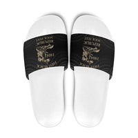 Personalized Haiti First Black Republic Slide Sandals Negre Marron With Map And Flag - Polynesian Pride