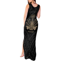 Personalized Haiti First Black Republic Tank Maxi Dress Negre Marron With Map And Flag