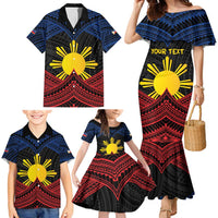 Personalized Philippines Family Matching Mermaid Dress and Hawaiian Shirt Polynesian Tribal Tattoo with Filipino Flag Motif LT9 - Polynesian Pride