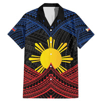 Personalized Philippines Family Matching Mermaid Dress and Hawaiian Shirt Polynesian Tribal Tattoo with Filipino Flag Motif LT9 Dad's Shirt - Short Sleeve Black - Polynesian Pride