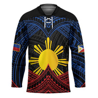 Personalized Philippines Hockey Jersey Polynesian Tribal Tattoo with Filipino Flag Motif - Polynesian Pride