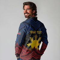 Personalized Philippines Long Sleeve Polo Shirt Polynesian Tribal Tattoo with Filipino Flag Motif LT9 - Polynesian Pride