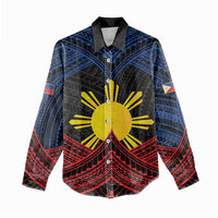 Personalized Philippines Women Casual Shirt Polynesian Tribal Tattoo with Filipino Flag Motif LT9 - Polynesian Pride