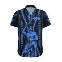 Aotearoa Father's Day Gift For Dad Hawaiian Shirt Aroha Ahau Ki A Koe Papa - Blue Maori Style Pattern LT9 Blue - Polynesian Pride