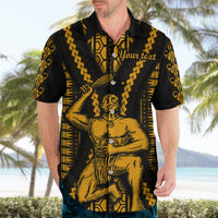 Personalised Aotearoa Father's Day Gift For Dad Hawaiian Shirt Aroha Ahau Ki A Koe Papa - Gold Maori Style Pattern LT9 - Polynesian Pride