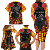 Personalised Papua New Guinea Remembrance Day Family Matching Long Sleeve Bodycon Dress and Hawaiian Shirt LT9 - Polynesian Pride