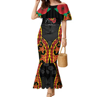 Personalised Papua New Guinea Remembrance Day Family Matching Mermaid Dress and Hawaiian Shirt LT9 Mom's Dress Red - Polynesian Pride