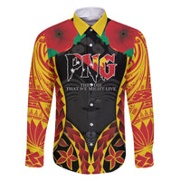 Personalised Papua New Guinea Remembrance Day Family Matching Short Sleeve Bodycon Dress and Hawaiian Shirt LT9 Dad's Shirt - Long Sleeve Red - Polynesian Pride