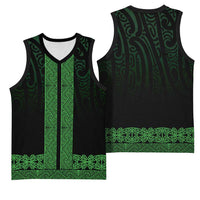 New Zealand Maori Kowhaiwhai Basketball Jersey Kakariki Maui and Mangopare LT9 - Polynesian Pride
