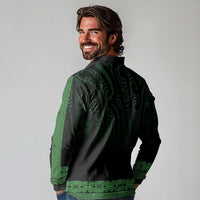 New Zealand Maori Kowhaiwhai Long Sleeve Polo Shirt Kakariki Maui and Mangopare LT9 - Polynesian Pride