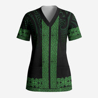 New Zealand Maori Kowhaiwhai Scrub Top Kakariki Maui and Mangopare LT9 Adult Green - Polynesian Pride
