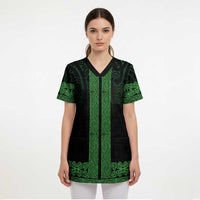 New Zealand Maori Kowhaiwhai Scrub Top Kakariki Maui and Mangopare LT9 - Polynesian Pride