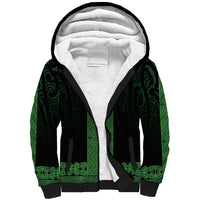 New Zealand Maori Kowhaiwhai Sherpa Hoodie Kakariki Maui and Mangopare LT9 Unisex Green - Polynesian Pride