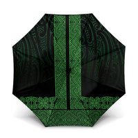 New Zealand Maori Kowhaiwhai Umbrella Kakariki Maui and Mangopare LT9 One Size Folded 11.42 inch Opened Diameter 37.4 inch Green - Polynesian Pride