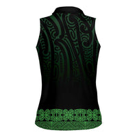New Zealand Maori Kowhaiwhai Women Sleeveless Polo Shirt Kakariki Maui and Mangopare LT9 - Polynesian Pride