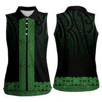 New Zealand Maori Kowhaiwhai Women Sleeveless Polo Shirt Kakariki Maui and Mangopare LT9 - Polynesian Pride