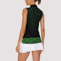 New Zealand Maori Kowhaiwhai Women Sleeveless Polo Shirt Kakariki Maui and Mangopare LT9 - Polynesian Pride