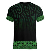 New Zealand Maori Kowhaiwhai Women V-Neck T-Shirt Kakariki Maui and Mangopare LT9 - Polynesian Pride