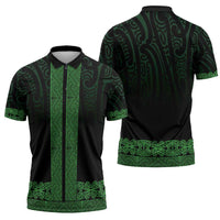 New Zealand Maori Kowhaiwhai Zipper Polo Shirt Kakariki Maui and Mangopare LT9 - Polynesian Pride