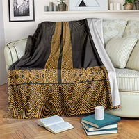 New Zealand Maori Kowhaiwhai Blanket Karaka Maui and Mangopare LT9 Gold - Polynesian Pride