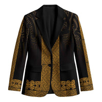 New Zealand Maori Kowhaiwhai Blazer Karaka Maui and Mangopare LT9 Unisex Gold - Polynesian Pride