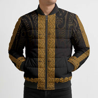 New Zealand Maori Kowhaiwhai Bomber Puffer Jacket Karaka Maui and Mangopare LT9 - Polynesian Pride