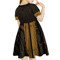 New Zealand Maori Kowhaiwhai Kid Short Sleeve Dress Karaka Maui and Mangopare LT9 - Polynesian Pride