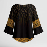 New Zealand Maori Kowhaiwhai Kimono Sleeve Blouse Karaka Maui and Mangopare LT9 - Polynesian Pride