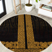 New Zealand Maori Kowhaiwhai Round Carpet Karaka Maui and Mangopare LT9 Gold - Polynesian Pride