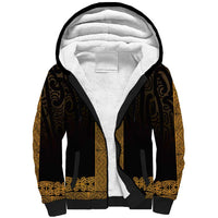 New Zealand Maori Kowhaiwhai Sherpa Hoodie Karaka Maui and Mangopare LT9 Unisex Gold - Polynesian Pride