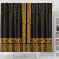New Zealand Maori Kowhaiwhai Shower Curtain Karaka Maui and Mangopare LT9 - Polynesian Pride