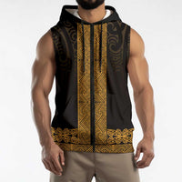 New Zealand Maori Kowhaiwhai Sleeveless Zip Hoodie Karaka Maui and Mangopare LT9 - Polynesian Pride