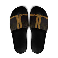 New Zealand Maori Kowhaiwhai Slide Sandals Karaka Maui and Mangopare LT9 Gold - Polynesian Pride