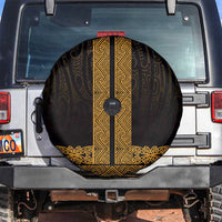 New Zealand Maori Kowhaiwhai Spare Tire Cover Karaka Maui and Mangopare LT9 Gold - Polynesian Pride