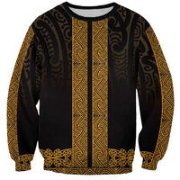 New Zealand Maori Kowhaiwhai Sweatshirt Karaka Maui and Mangopare LT9 Unisex Gold - Polynesian Pride