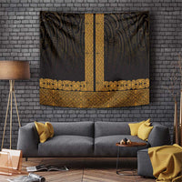 New Zealand Maori Kowhaiwhai Tapestry Karaka Maui and Mangopare LT9 Gold - Polynesian Pride