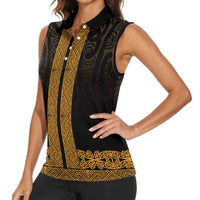 New Zealand Maori Kowhaiwhai Women Sleeveless Polo Shirt Karaka Maui and Mangopare LT9 - Polynesian Pride