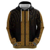 New Zealand Maori Kowhaiwhai Zip Hoodie Karaka Maui and Mangopare LT9 - Polynesian Pride