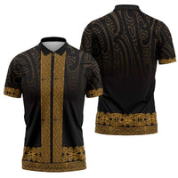 New Zealand Maori Kowhaiwhai Zipper Polo Shirt Karaka Maui and Mangopare LT9 - Polynesian Pride
