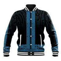 New Zealand Maori Kowhaiwhai Baseball Jacket Kikorangi Maui and Mangopare LT9 Unisex Blue - Polynesian Pride