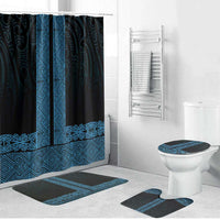New Zealand Maori Kowhaiwhai Bathroom Set Kikorangi Maui and Mangopare LT9 Bathroom Set (4 pcs) Blue - Polynesian Pride