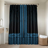 New Zealand Maori Kowhaiwhai Bathroom Set Kikorangi Maui and Mangopare LT9 Shower Curtain Only Blue - Polynesian Pride