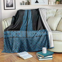 New Zealand Maori Kowhaiwhai Blanket Kikorangi Maui and Mangopare LT9 Blue - Polynesian Pride