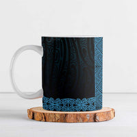 New Zealand Maori Kowhaiwhai Ceramic Mug Kikorangi Maui and Mangopare LT9 Blue - Polynesian Pride