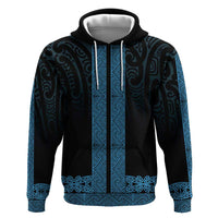 New Zealand Maori Kowhaiwhai Hoodie Kikorangi Maui and Mangopare LT9 Pullover Hoodie Blue - Polynesian Pride